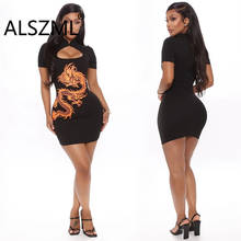 Young Party Women Fashion O Neck Cool Print Short Sleeve Skinny Mini Dress Sexy Tight Club Party Dress 2024 - buy cheap