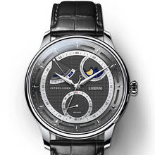 Lobinni relógio masculino luxuoso, relógio mecânico monofásico de couro masculino automático de safira resistente à água 2024 - compre barato