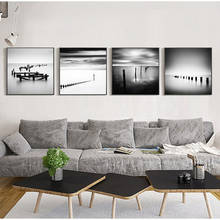 Home decor Lake and Wooden Bridge Landscape Wall Art Canvas Art Painting Nordic Posters And Prints Black White Posters Picture 2024 - buy cheap