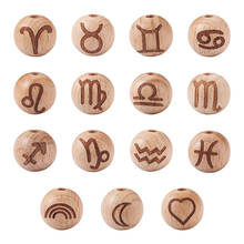 30pcs 12 Constellations Natural Wood Beads Zodiac Bead Round Spacer Wooden Balls Beads for Jewelry Bracelet Handmade DIY 20x18mm 2024 - buy cheap