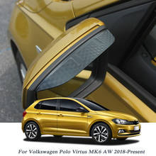 Стайлинг автомобиля зеркало заднего вида дождь брови стикер для Volkswagen Polo Virtus MK6 AW 2018-2020 углеродное волокно протектор стикер 2024 - купить недорого