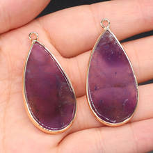 Natural Stone Pendants  Drop shaped crystal Amethysts Necklace Pendant for DIY Jewelry Making Good Quality Size 25 x45 mm 2024 - buy cheap