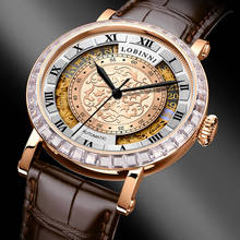 Lobinni Luxury Brand Men Mechanical Watch Automatic Wristwatch Male Retro Diamond Clock Leather erkek kol saati Gents Gifts 2024 - buy cheap