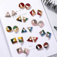 Fashion Acrylic Texture Color Matching Earrings Personality Hollow Geometric color Round Square Earrings For Women 2024 - buy cheap