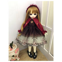 BJD clothes 1/6 doll dress red color noble dress + 2 hair clips for 1/6 1/4 BJD SD doll 1/6 Blyth doll accessories 2024 - buy cheap