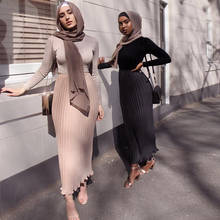 Falda musulmana plisada de gasa árabe para mujer, ropa islámica de Oriente medio de Ramadán, longitud hasta el tobillo, elásticas nuevas 2024 - compra barato