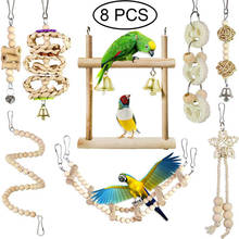 8 пакеты Птица Попугай качели подвесное игрушка натурального дерева колокол декоративные игрушки для птичьих клеток для попугаев кореллы амадины волнистый Попугайчик попугаи 2024 - купить недорого