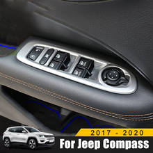 Tampa do botão de elevação da janela de carro, para jeep compass, 2th, 2017, 2018, 2019, 2020, com apoio da braço, acessórios 2024 - compre barato