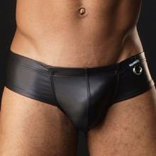 Faux Leather Excitation Salient Sexy Men's Boxers Stationary Rings U Convex Club Underwear Fad Male Boxer Shorts Gigolo Costume 2024 - buy cheap