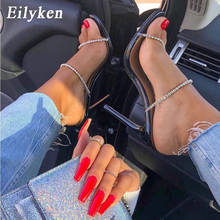 Eilyken Sexy PVC Transparent Band Design Diamond Woman Slippers Outdoor High Heels Open-toed Ladies Summer Party Shoes 2024 - buy cheap