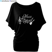 Quality Musical Notes Music Guitar Fashion T-shirt Print Oversized Casual T Shirt cotton Batwing Sleeve TShirt Women clothing 2024 - buy cheap