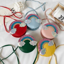 Korean children's bag 2021 new fashion one shoulder small round bag cartoon rainbow girl messenger bag baby change purse KBG021 2024 - buy cheap