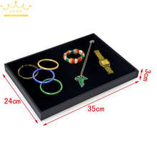 Free Shipping Wholesale Black Velvet and Leather Jewelry Display Tray  Showcase Case Box Tray Stand 1pcs 35*24*3cm 2024 - buy cheap