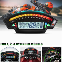 Velocímetro digital lcd para motocicleta, odômetro, retroiluminação, 16000 rpm, 6 marchas, 199 km/h, para 4 cilindros 2024 - compre barato