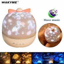 WAKYME-proyector de música con rotación de 360 grados, luz nocturna LED universal, cielo estrellado, Océano, 6 películas de proyección, lámpara LED USB, regalo de Navidad 2024 - compra barato