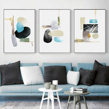 Póster nórdico con impresiones geométricas, abstracto, Azul, Negro, minimalista, arte de pared, pintura en lienzo, imagen moderna, decoración del hogar, habitación 2024 - compra barato