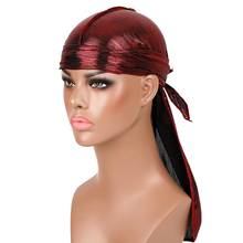 Gorra de bandana para hombre y mujer, turbante de rapero, diadema sedosa du-rag, Color brillante, accesorios para el cabello 2024 - compra barato
