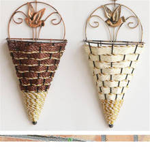 Natural Wicker Flower Basket Wall Hanging Pot Planter Rattan Vase Basket Decor 2024 - buy cheap
