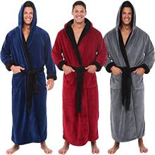 Men's Winter Plush Lengthened Shawl Bathrobe Home Clothes Long Sleeved Robe Coat 2024 - buy cheap