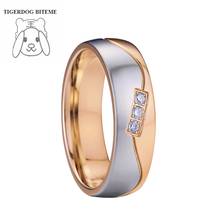 3 cz LOVE Alliances custom titanium ring women rose gold filled ladies couple marriage wedding ring 2024 - buy cheap