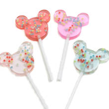 20/10 pces cor gradiente bonito lollipop minimouse mouse em forma de doces flatback cabochons resina para diy artesanato fazendo 2024 - compre barato