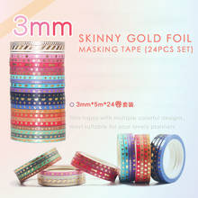 24 Roll/set 3mm*5m Gold Fine Thread Color Washi Tape Diy Scrapbooking Decor Masking Adhesive Tape Stickers 2024 - buy cheap