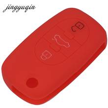 Jingyuqin-funda de silicona de 3 botones para coche, carcasa plegable de protección remota para Audi A2, A3, A4, A6, A8, TT, 30 unids/lote 2024 - compra barato
