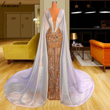 2 Styles Middle East Beads Prom Dresses Sexy Illusion Long Sleeves Celebrity Dresses Muslim Evening Gowns Vestidos De Fiesta 2024 - buy cheap
