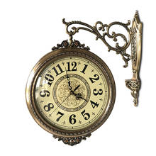 Reloj de pared de Metal nórdico de doble cara, relojes grandes 3d de oro americano, decoración para el hogar, regalo Zegar Scienny 2024 - compra barato