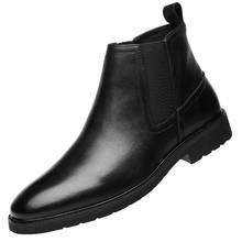 men's casual business wedding formal dress autumn winter boots black genuine leather shoes gentleman chelsea boot ankle botas 2024 - buy cheap