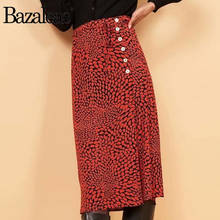 Bazaleas France Kissheart Red Print Women High Waist Skirts Vintage Wrap Front Midi Skirt Retro Tie Waist And Buttons Side Skirt 2024 - buy cheap