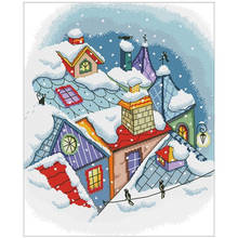 Winter on the roof patterns counted 11CT 14CT 18CT Cross Stitch Set DIY Cross-stitch Kits Embroidery Needlework Home Decor 2024 - buy cheap
