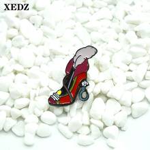 XEDZ red high heel enamel pin Exquisite female jewelry feather root metal inspired pushpin punk clothes lapel badge gift 2024 - buy cheap