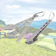 Vajilla de acampada al aire libre, suministros de cocina, 3 unids/set/juego, cuchara, tenedor, cuchillo para senderismo, supervivencia, viaje, herramienta de campamento multifunción 2021 2024 - compra barato