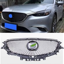 For Mazda 6 Front Bumper Grille Improved Diamond Grill New Mazda6 ABS Mesh Mask Decorative Cover Refit Accessories 2016 2017 18 2024 - buy cheap