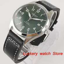 Corg17-relógio masculino de 40mm, mostrador verde, janela de data, caixa de aço inoxidável 316l, pulseira de couro, movimento de enrolamento automático, relógios de luxo 2024 - compre barato