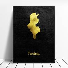 Golden Map Tunisia Canvas Wall Art Print Modern Poster Wall Pictures Living Room Decor 2024 - buy cheap