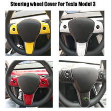 For Tesla Model 3 Y Carbon Fiber Car ABS steering wheel decorative frame patch 1Set 2024 - buy cheap