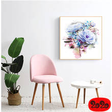 Pintura de pared de flores de acuarela púrpura, arte de pared de rosas, impresión en lienzo, imagen artística para sala de estar, decoración del hogar 2024 - compra barato