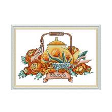 Teapot series 2 cross stitch kit aida 14ct 11ct count print canvas cross stitches   needlework embroidery DIY handmade 2024 - buy cheap