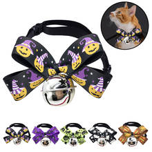 Pet Collar With Bell Fashion Adjustable Bowknot Bell Decor Dog Collar Pet Bowtie Clothing Accessories For Halloween Dropshipping 2024 - buy cheap