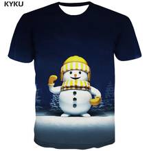 Camiseta 3d masculina de natal, camiseta de neve, festa 3d, casual, engraçada, roupas masculinas, hip hop, fashion slim 2024 - compre barato