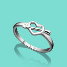 Senhora presente do dia dos namorados 925 prata esterlina anel em forma de coração anel de prata sólida menina glamour jóias pacote de presente bijoux 2024 - compre barato