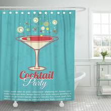 Colorful Martini Vintage Cocktail Party Pink Glasses Drink Retro Shower Curtain Waterproof Polyester Fabric 72 x 78 Inches Set 2024 - buy cheap