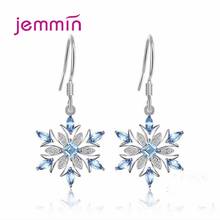 100% 925 Sterling Silver Elegant Crystal Flower Dangle Drop Earrings for Women Jewelry Party Gift Accessories 2024 - buy cheap
