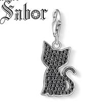 Charm Pendant Black Cat Little Kitten Autumn Fashion Jewelry Trendy Real silver plated Gift For Women Fit Bracelet thomas 2024 - buy cheap