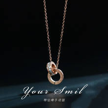 Non-fading simple stylish temperament rose gold clavicle chain circle pendant with titanium steel necklace for trendy female 2024 - buy cheap