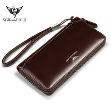WilliamPOLO Wallet Men Male Retro Long Wallet Men's Leather Clutch Wallet Wrist Belt Wallet Men's Leather Business Bag Fashion 2024 - buy cheap