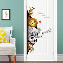 Животные, смайлик, слон, Настенный декор, наклейка на дверь, милая панда, водостойкая, пилинг и палочка, обои, винил, съемная фреска, подарок для девочки 2024 - купить недорого