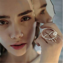 Женское металлическое кольцо в виде капли воды, регулируемое кольцо с неравномерным жемчугом в Корейском стиле, подарочное Ювелирное Украшение для вечевечерние НКИ, 2020 2024 - купить недорого